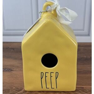 NWT Rae Dunn Yellow "PEEP" Birdhouse Artisan Collection Magenta
